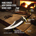 Handmade Frontier Bowie Knife - High Carbon Steel, Leather Handle, Brass Crossguard