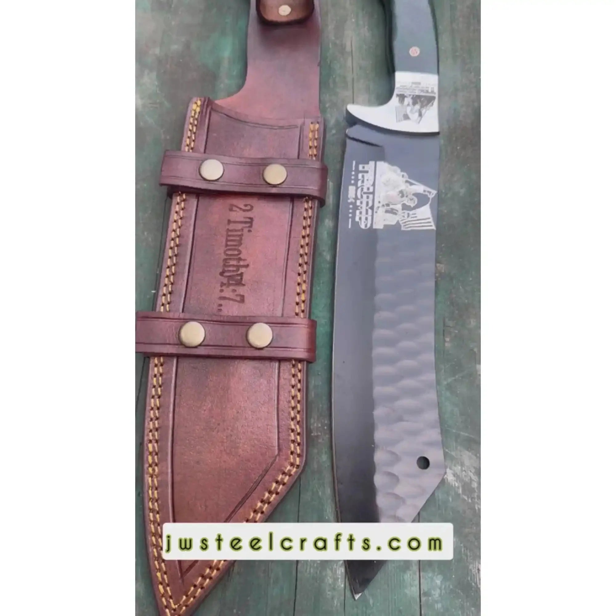 Green Micarta Handle Forged Machete – Full Tang Stainless Steel Outdoor Knife