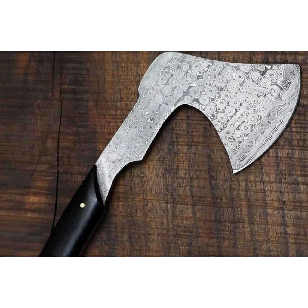 Hand-Forged Bearded Camp Hatchet with Hardwood Handle and Leather Sheath