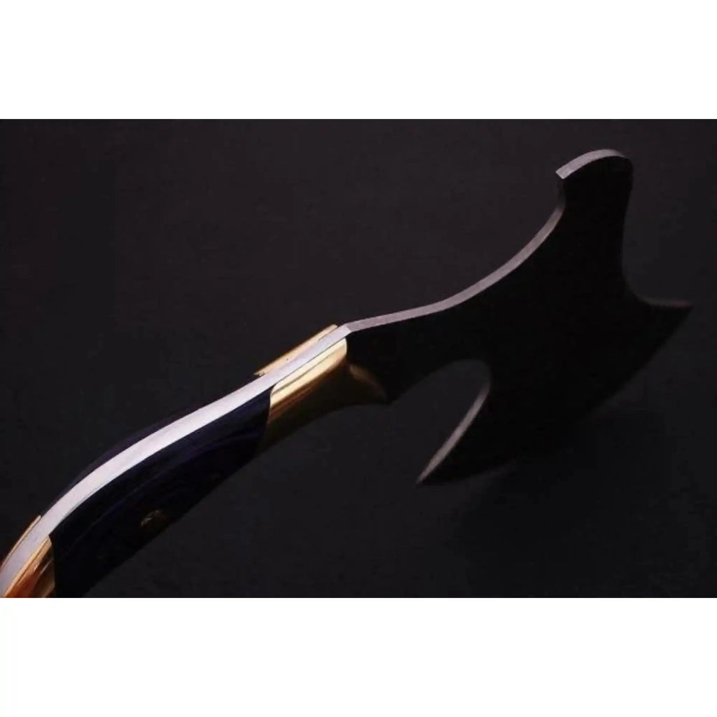 Hand-Forged Damascus Bearded Hatchet with Purple wood and brass Handle