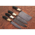 Hand-forged Damascus Kitchen Knife Trio with Micarta Handles