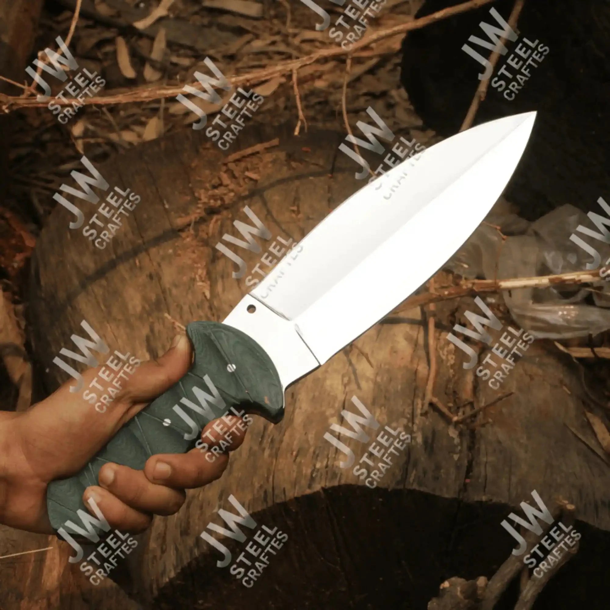 Hand-Forged J2 Stainless Steel Outdoor Utility Knife – Micarta Handle, Leather Sheath