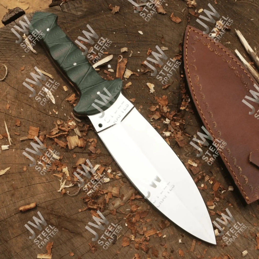 Hand-Forged J2 Stainless Steel Outdoor Utility Knife – Micarta Handle, Leather Sheath