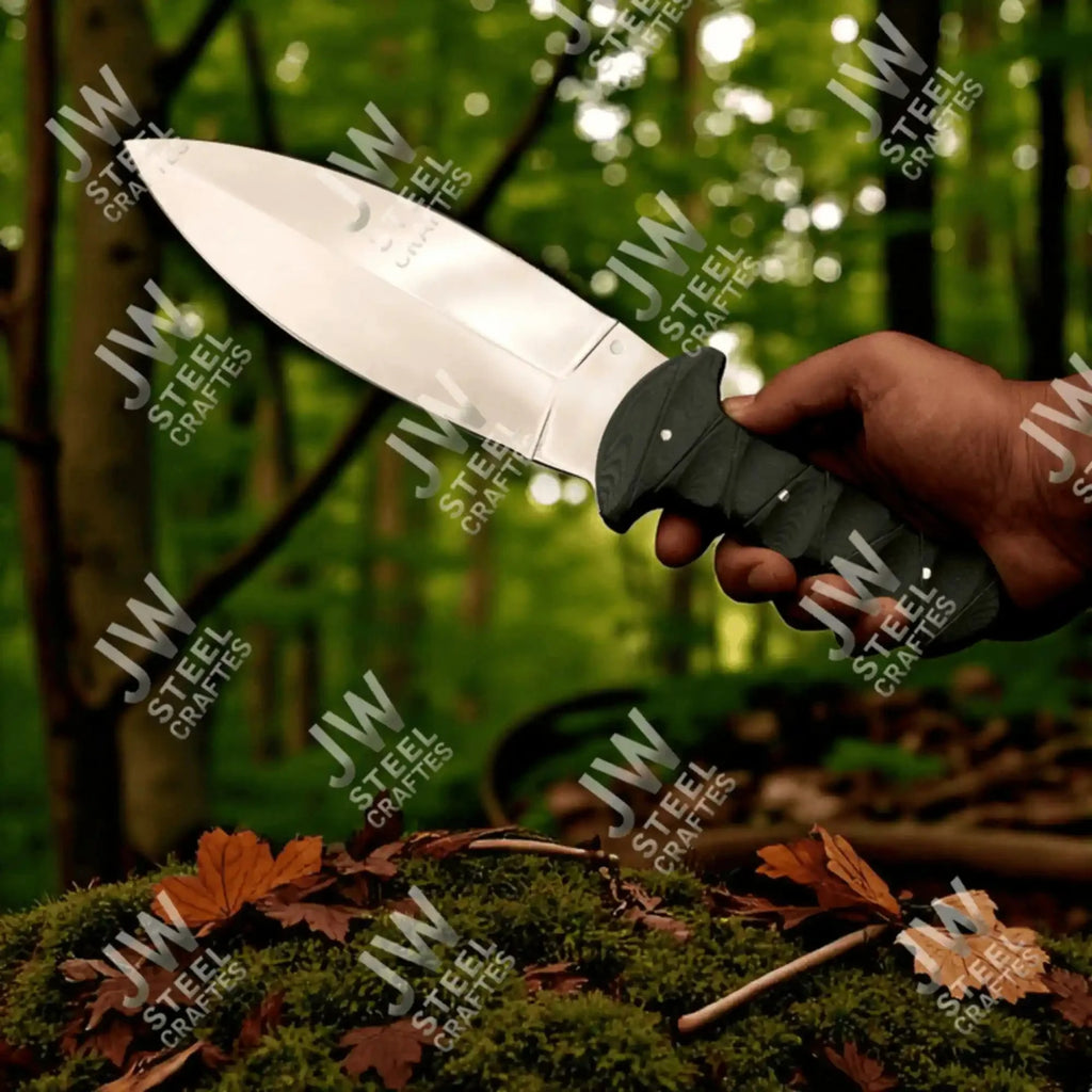 Hand-Forged J2 Stainless Steel Outdoor Utility Knife – Micarta Handle, Leather Sheath