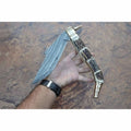 Handcrafted Damascus Steel Big Folding Knife with Genuine Antler Stag Horn Handle