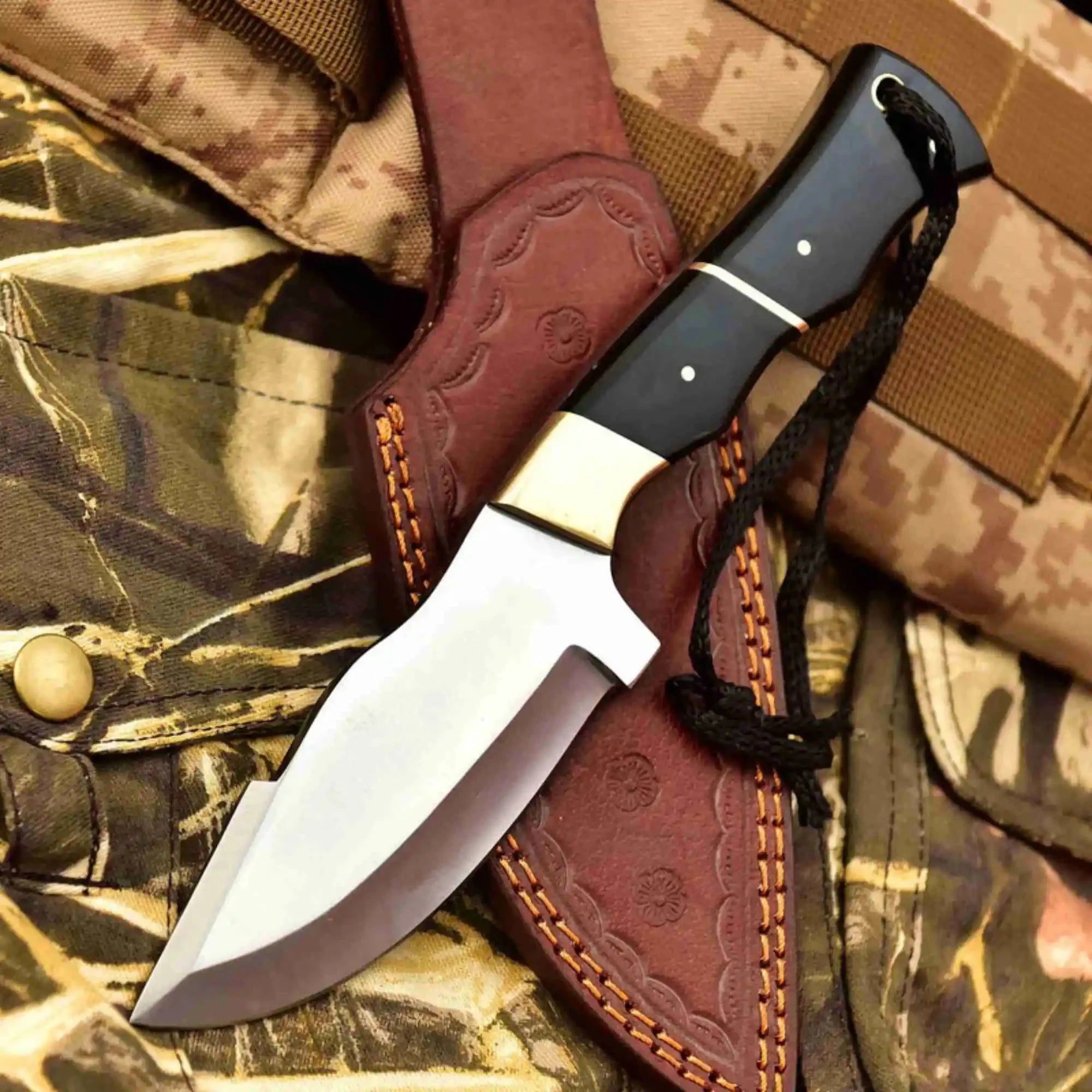 Handcrafted Stainless Steel Outdoor Knife with Black Resin Handle | JW SteelCrafts