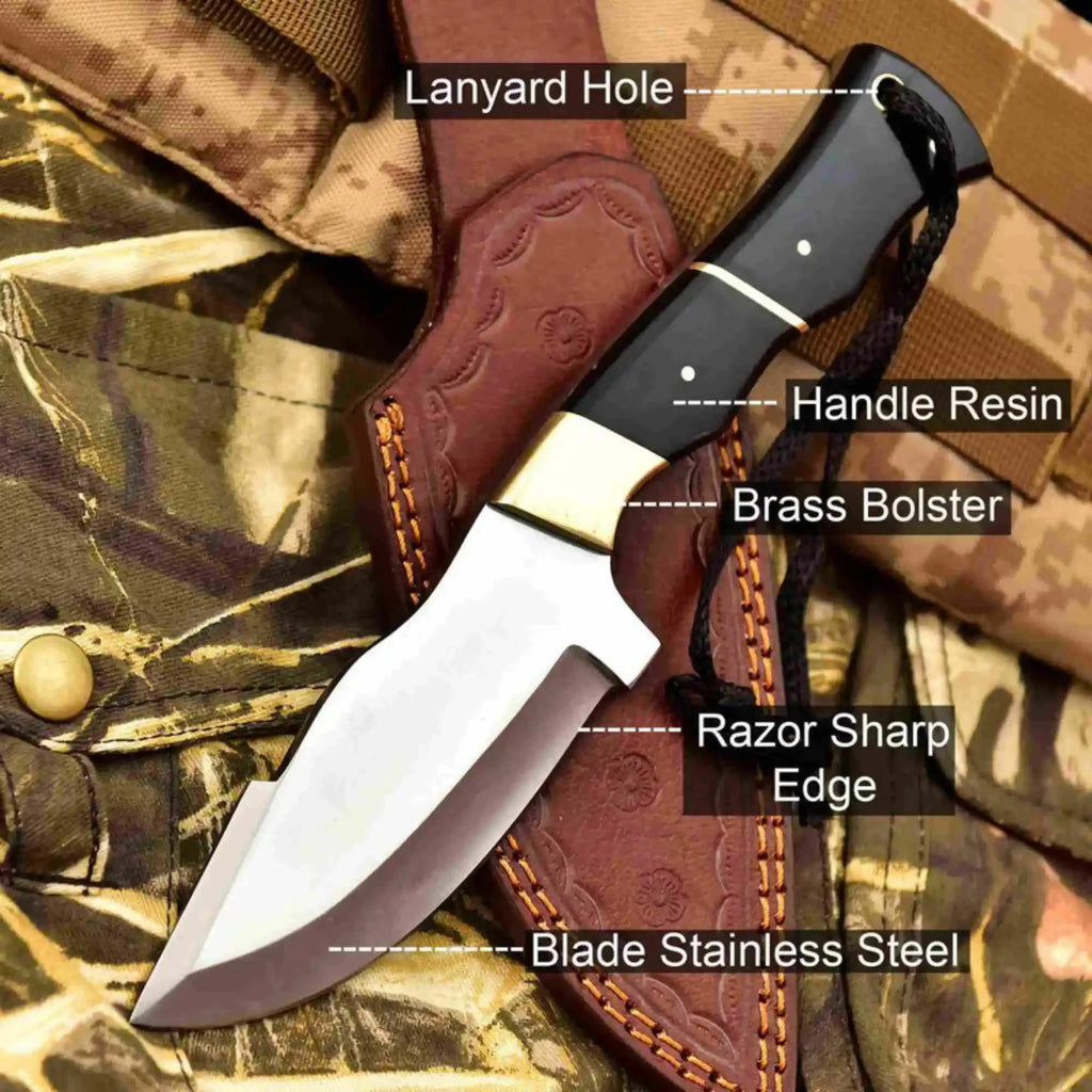Handcrafted Stainless Steel Outdoor Knife with Black Resin Handle | JW SteelCrafts