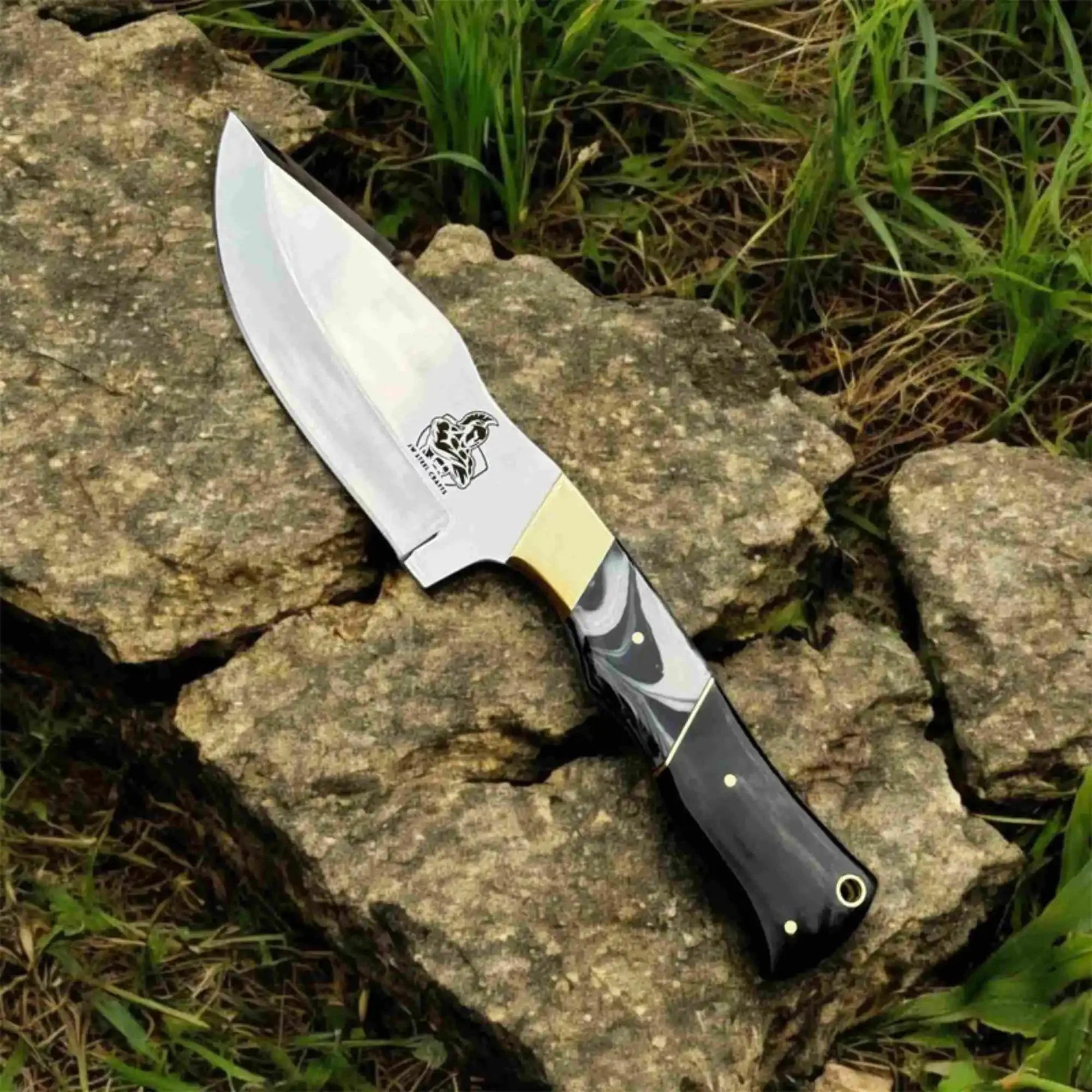 Handcrafted Stainless Steel Outdoor Knife with Black Resin Handle | JW SteelCrafts