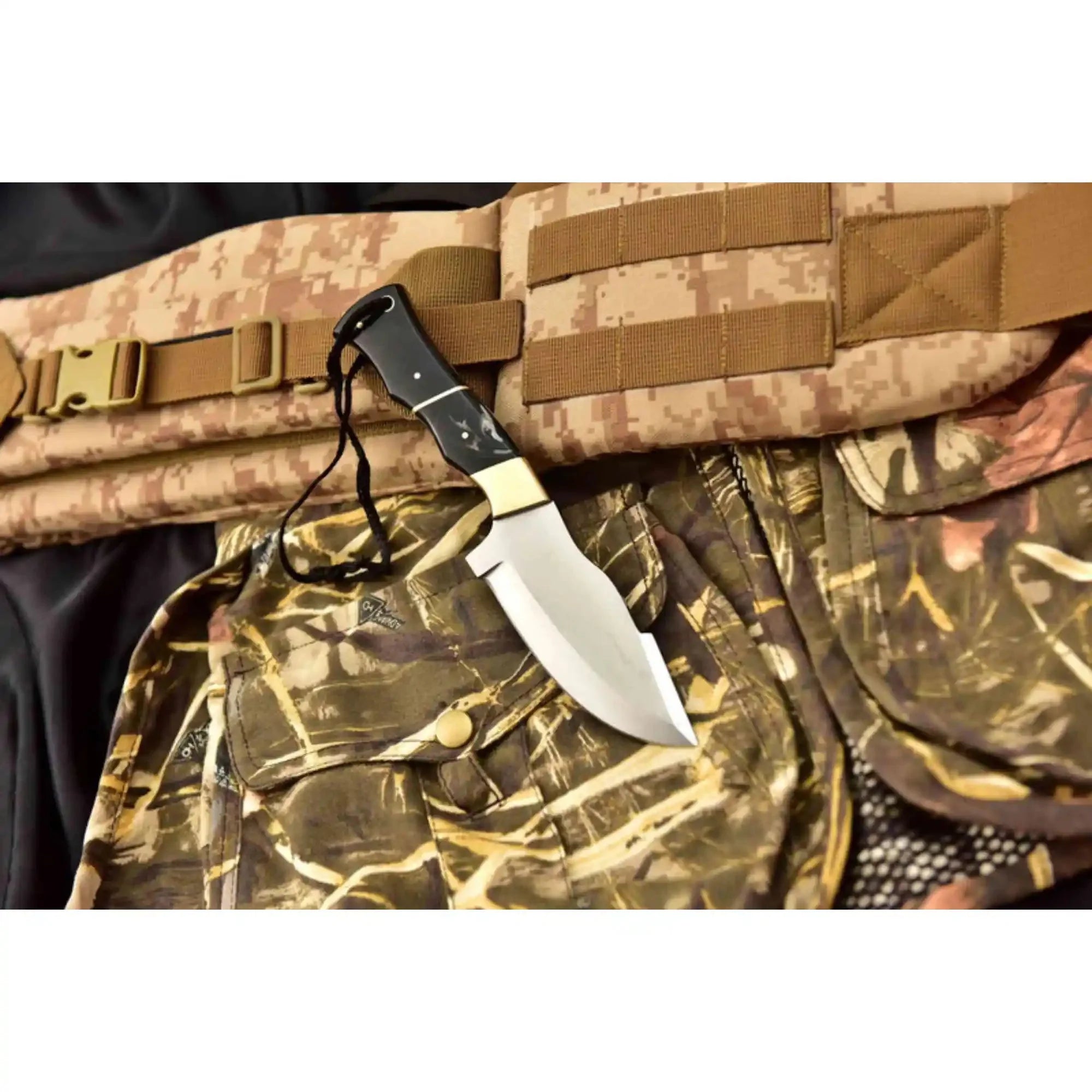 Handcrafted Stainless Steel Outdoor Knife with Black Resin Handle | JW SteelCrafts