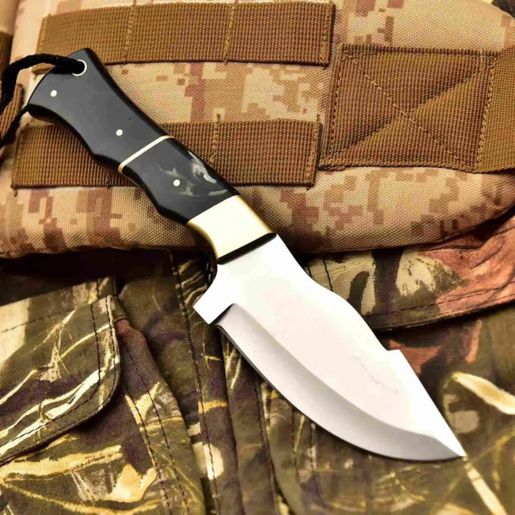 Handcrafted Stainless Steel Outdoor Knife with Black Resin Handle | JW SteelCrafts