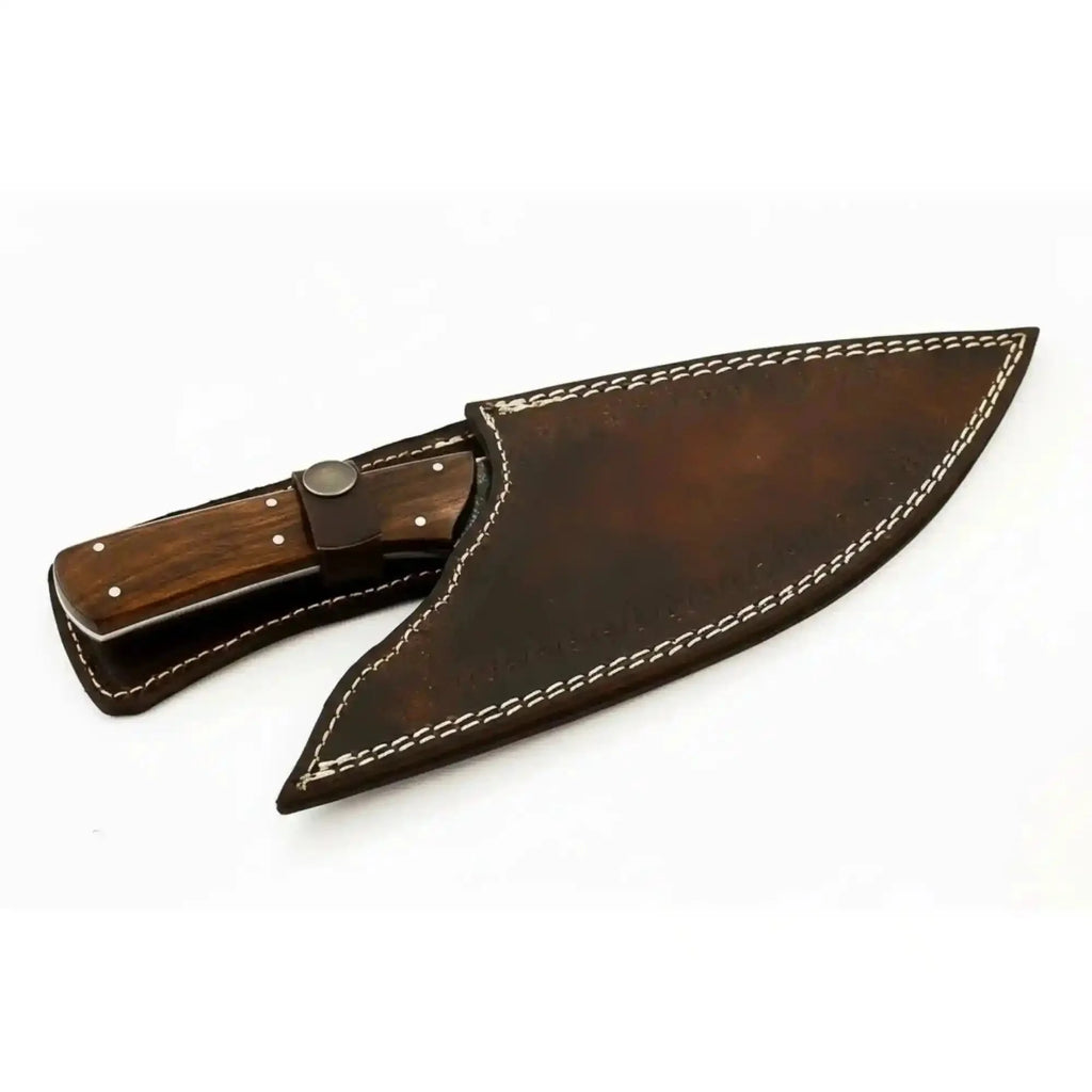 Handmade Fire Pattern Damascus Steel Camp Utility Knife, Rosewood Handle