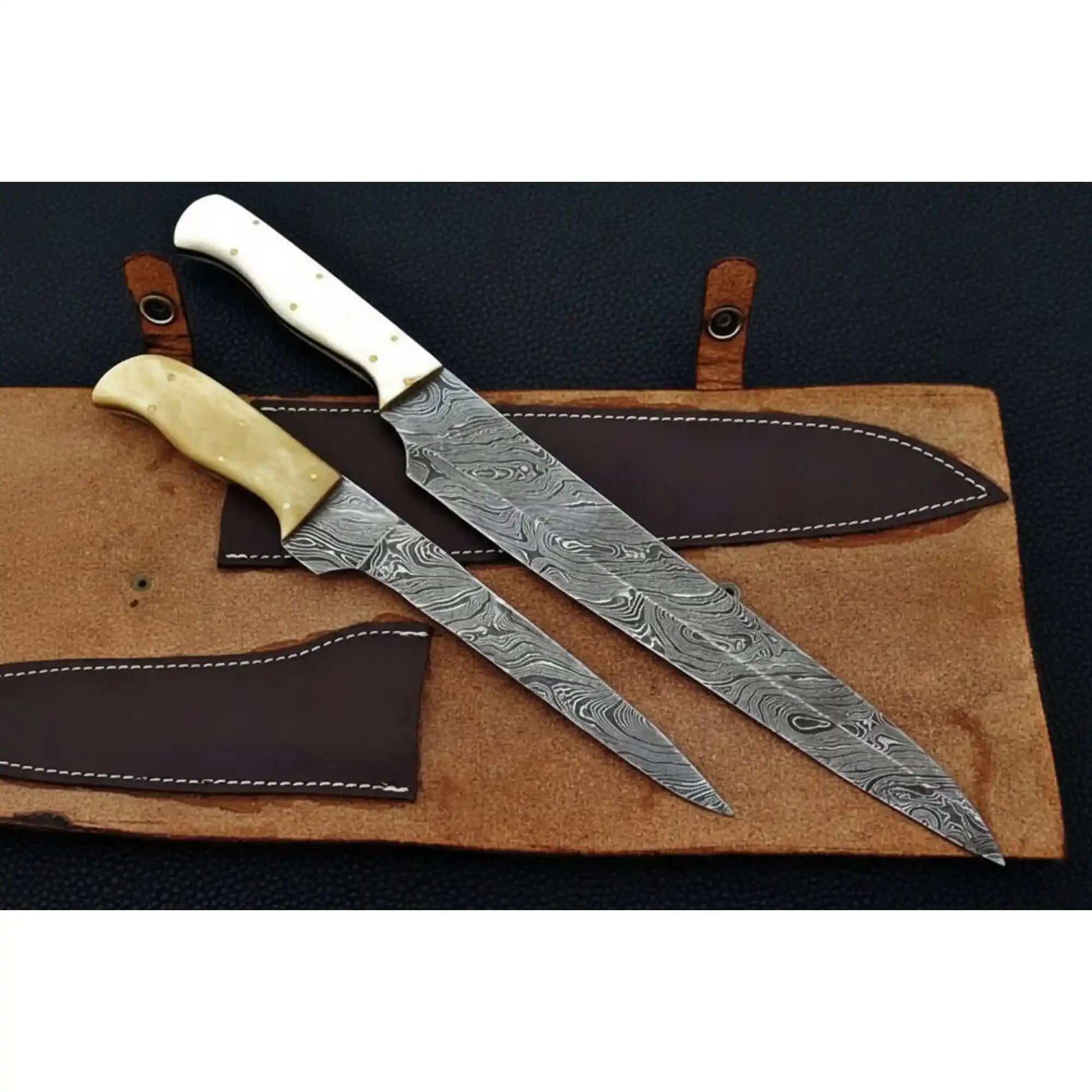 Handmade Chef Knife Damascus Steel blades with Camel bone handle