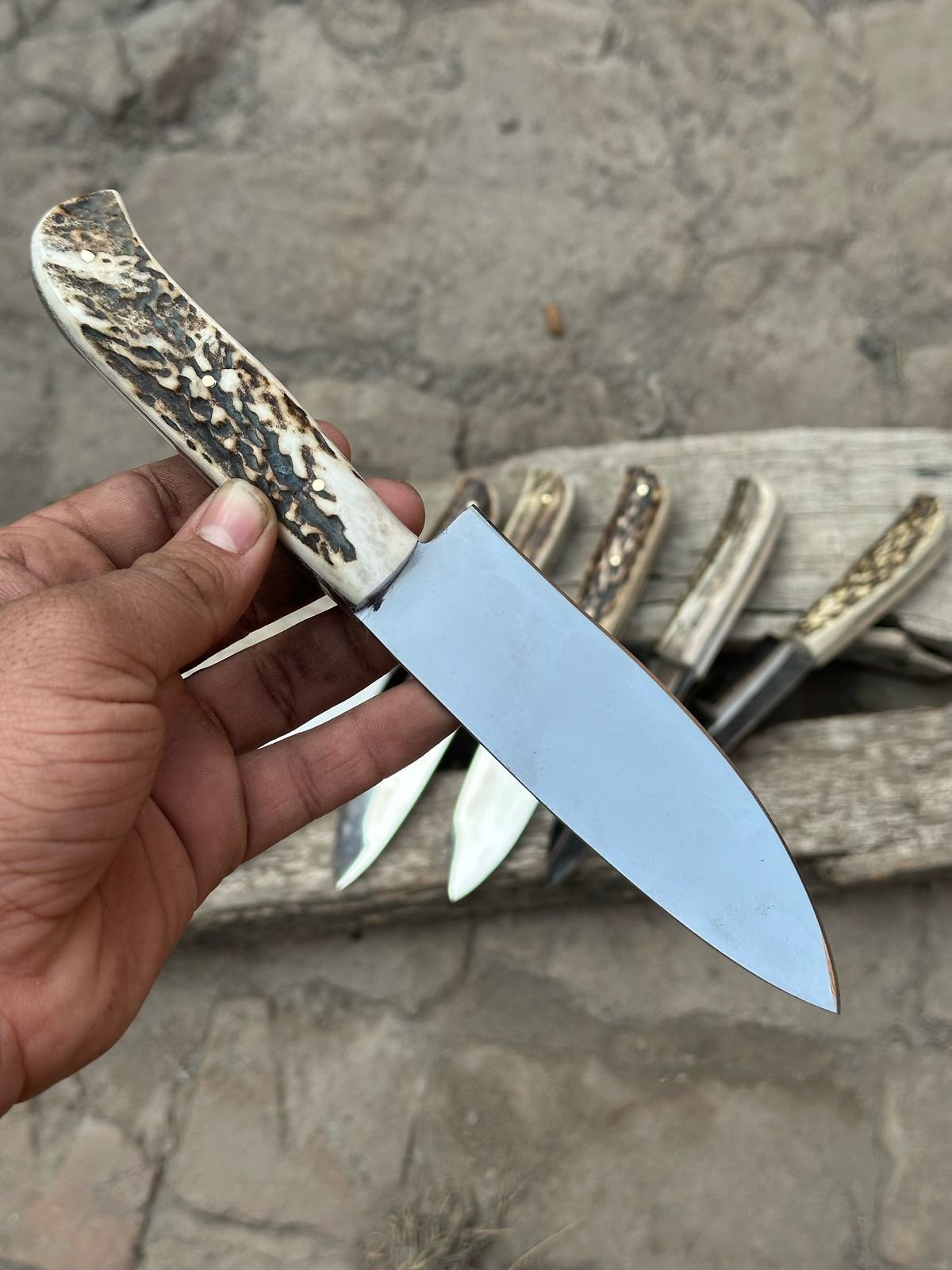 Handmade Chef Knife with Stag Antler Handle – High Carbon Steel Blade | JW SteelCrafts
