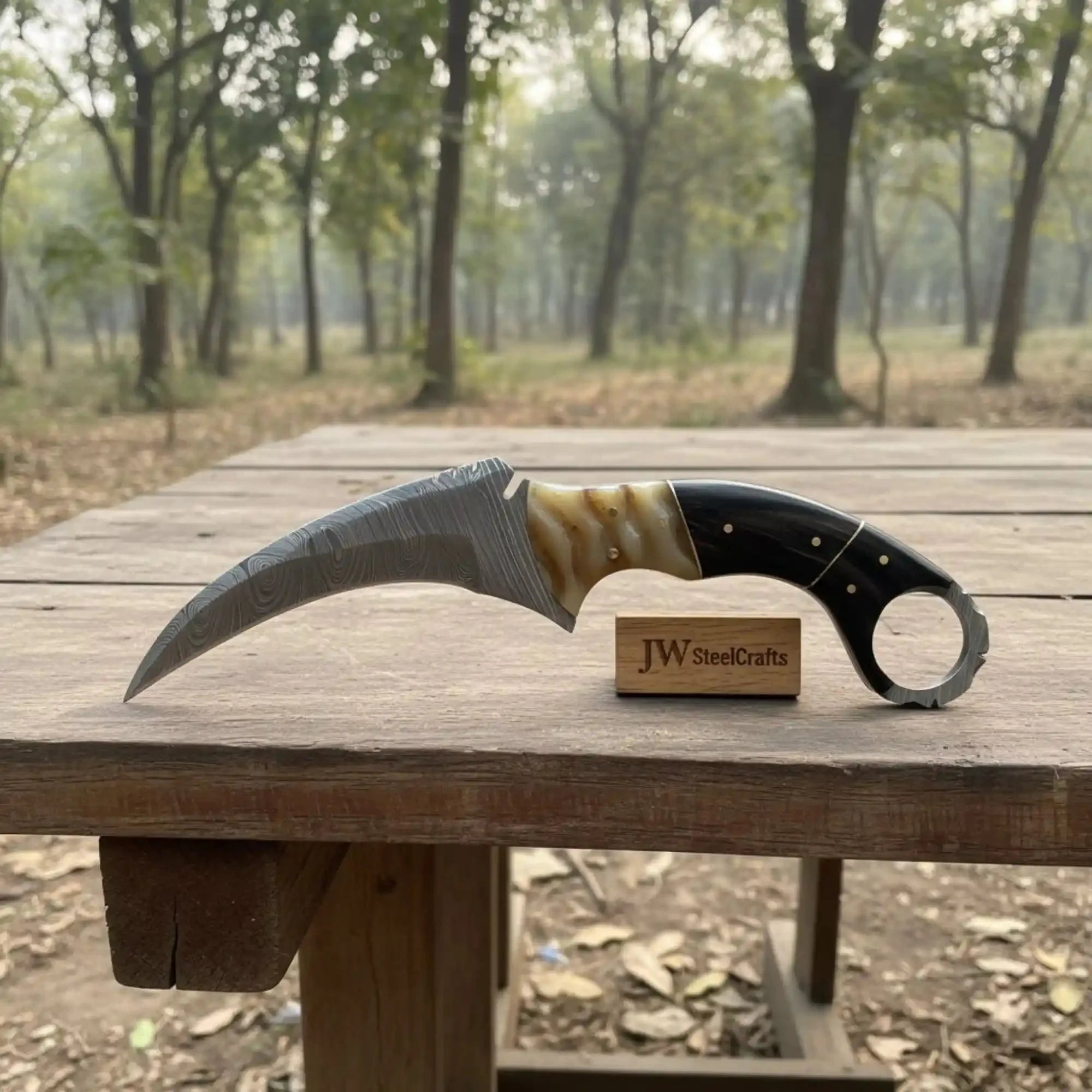 Handmade Custom Damascus Karambit Knife.