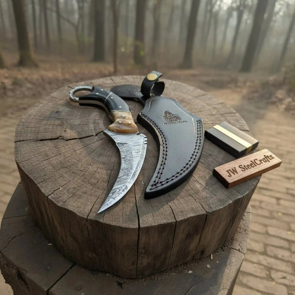 Handmade Custom Damascus Karambit Knife.