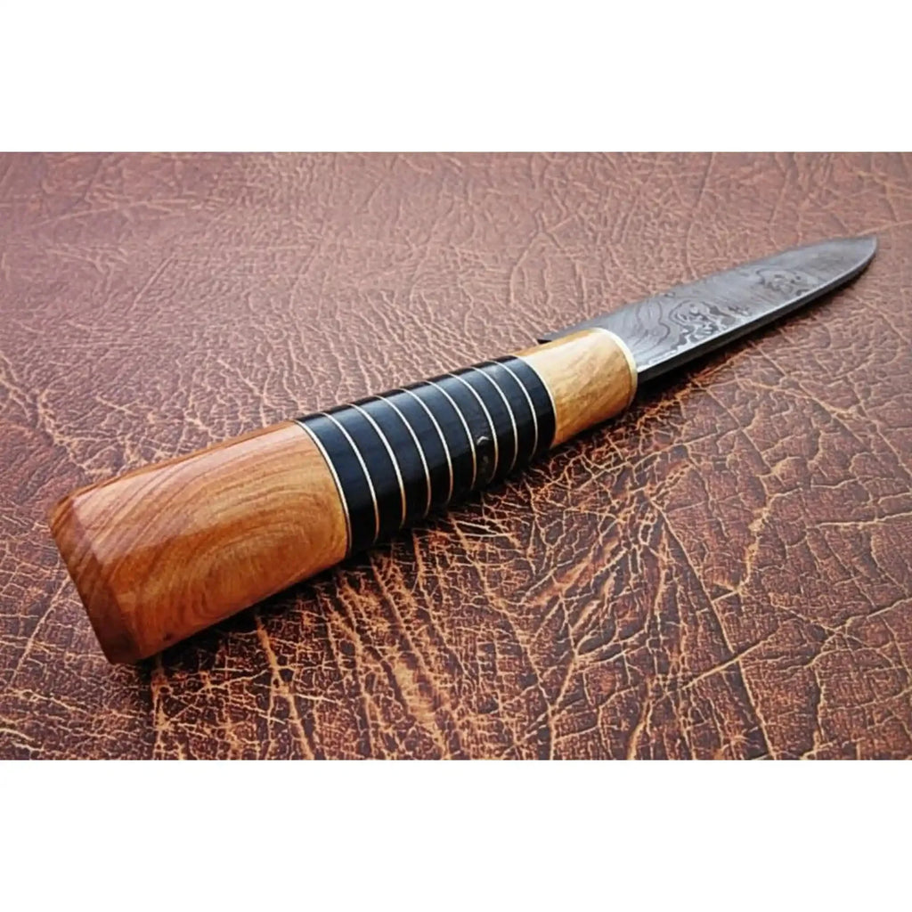 Handmade Damascus Chef Knife with Leather Sheath, 14 Inch Full Tang Kitchen Knife, 9 Inch Blade, Olive Wood Handle with Black Resin Spacers