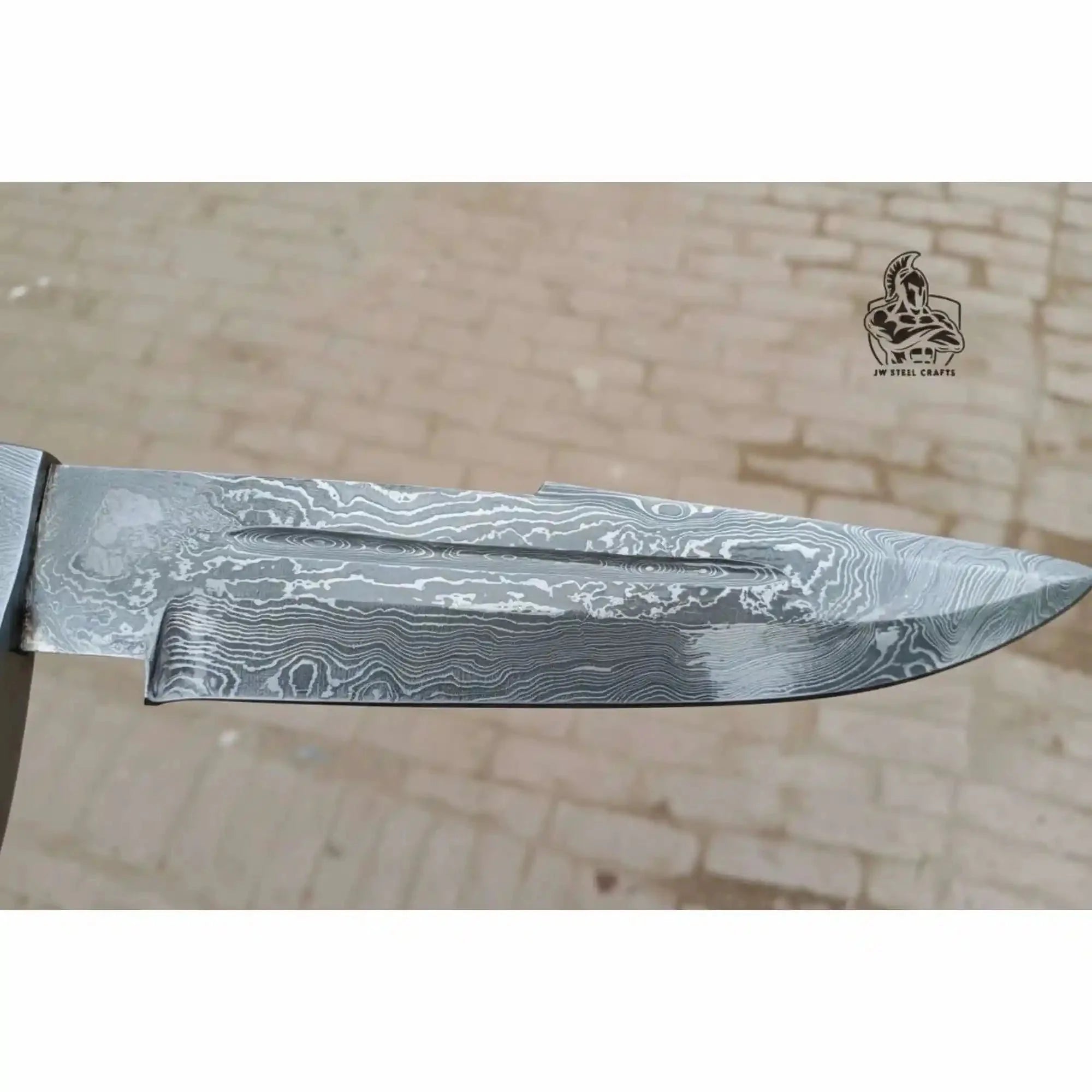 Handmade Damascus Clip Point Bowie Knife, Custom Resin Handle Bowie, Modern Bowie Knife with Leather Sheath, JW SteelCrafts