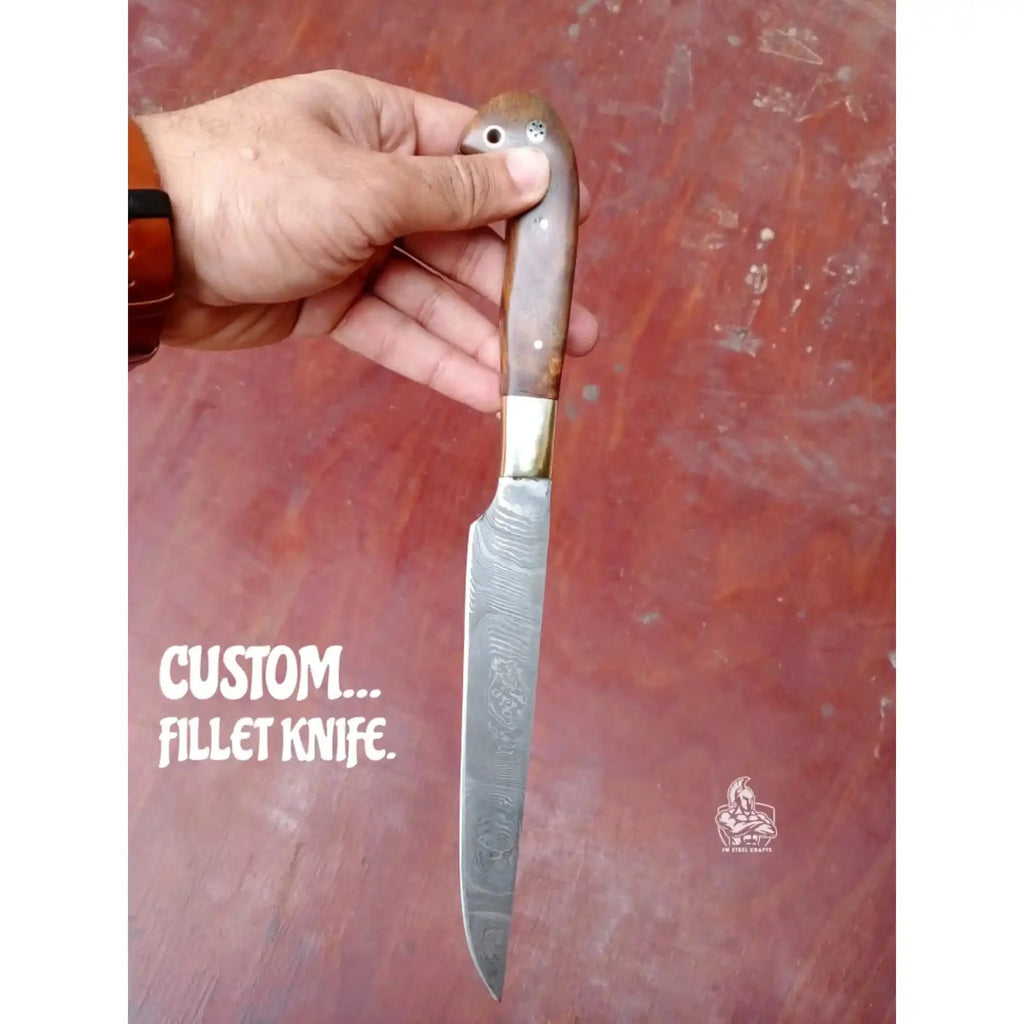 Handmade Damascus Fillet Knife - Premium Blade for Fish Processing & Trimming