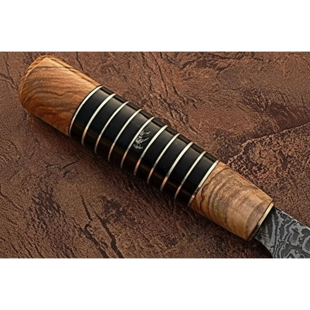 Forged Damascus Kiritsuke Chef Knife, Handmade Japanese Gyuto Knife, Hybrid Wood Handle