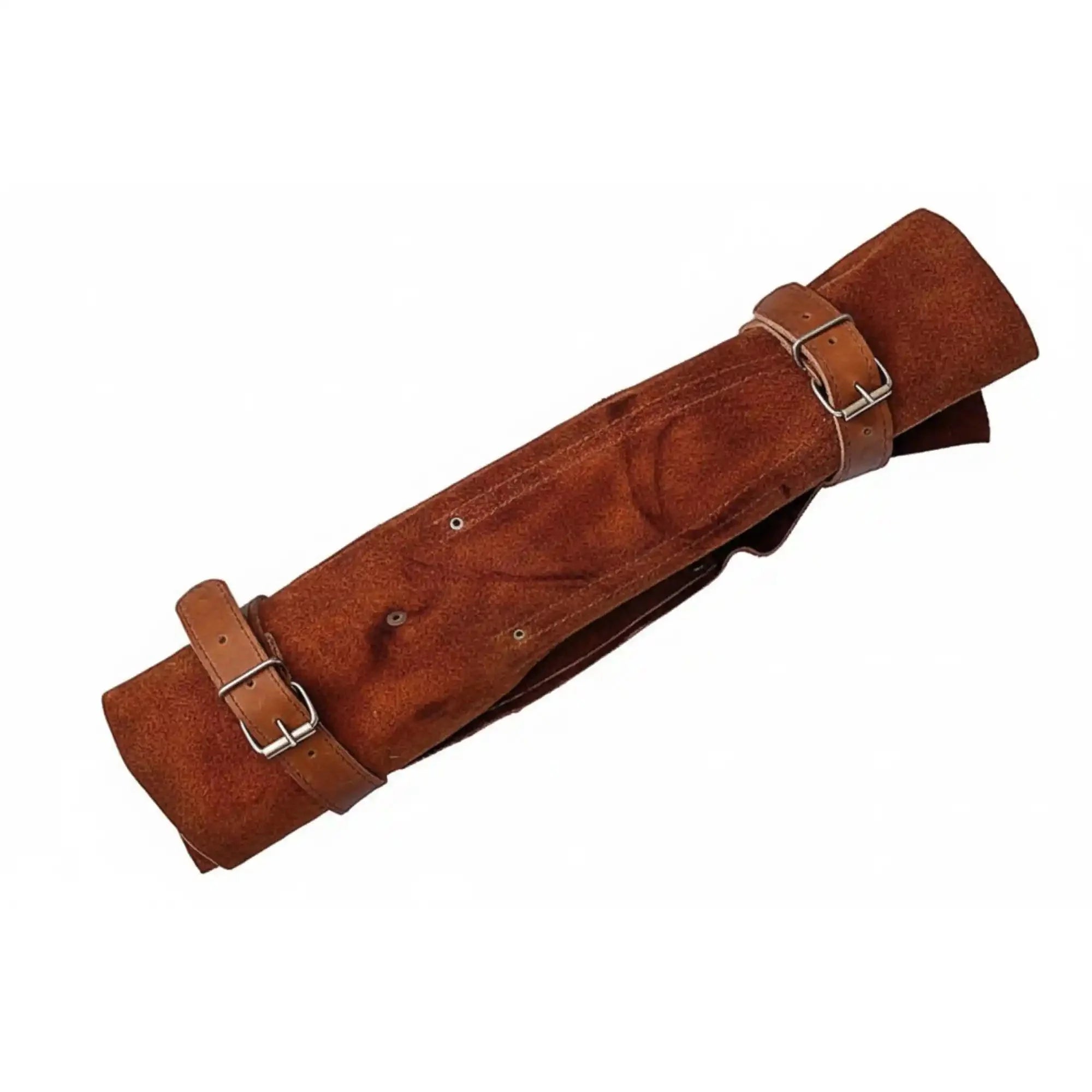 4-Piece Handcrafted Damascus Kitchen Knife Set with Rosewood Handles, Twisted Pattern, Leather Roll