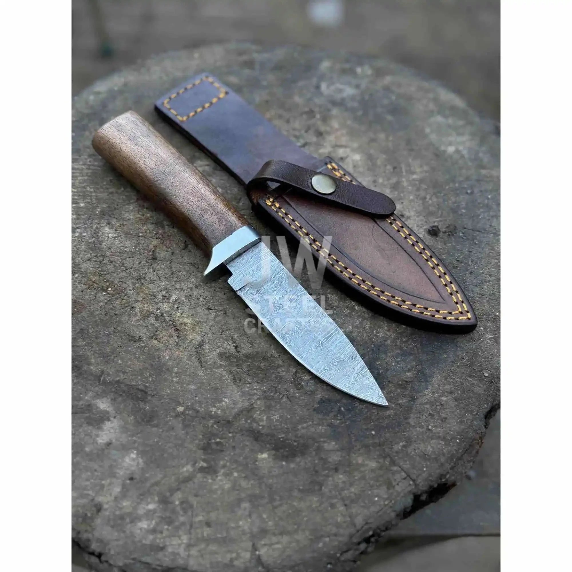 Handmade Damascus Outdoor Utility Knife – Multiple Handle Options