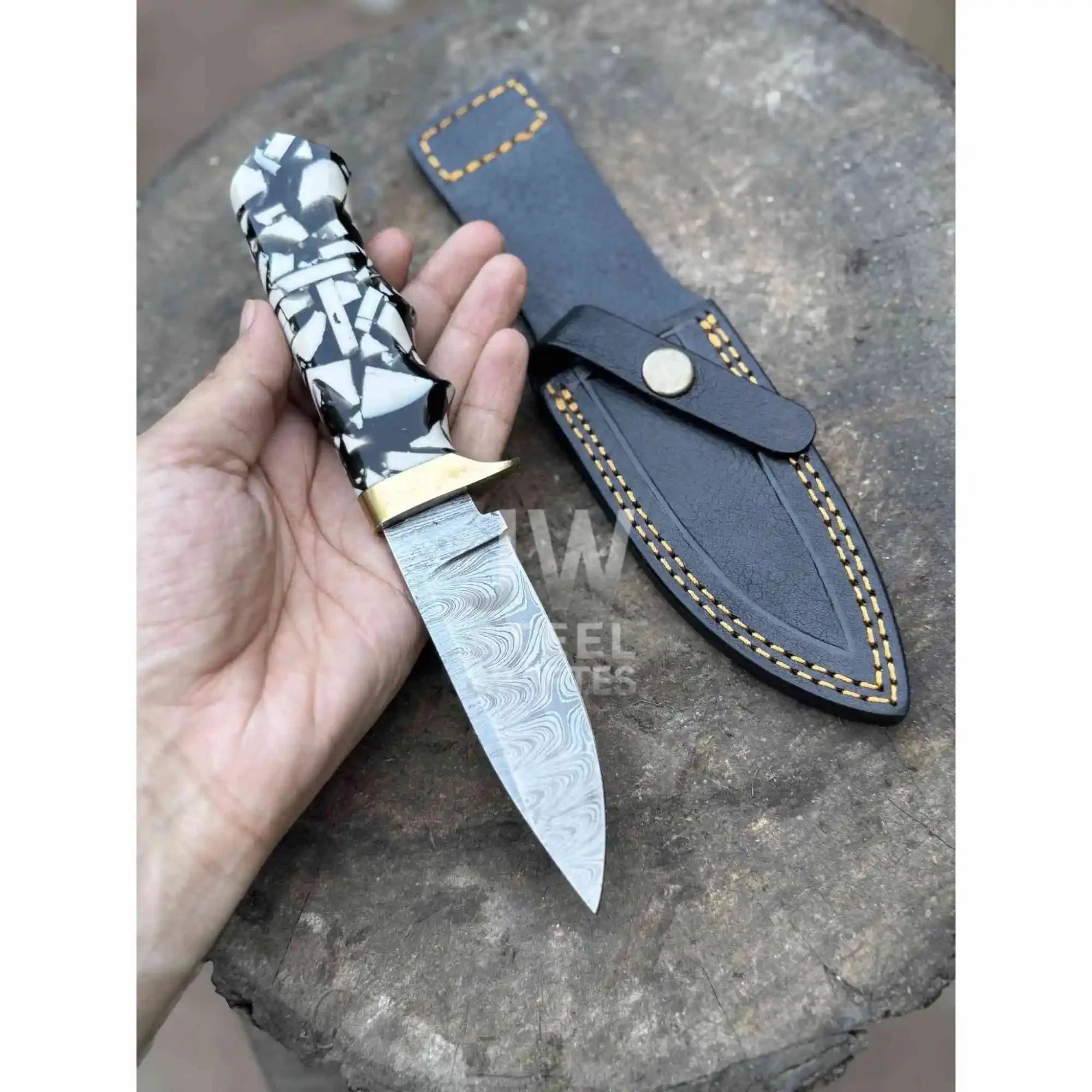 Handmade Damascus Outdoor Utility Knife – Multiple Handle Options