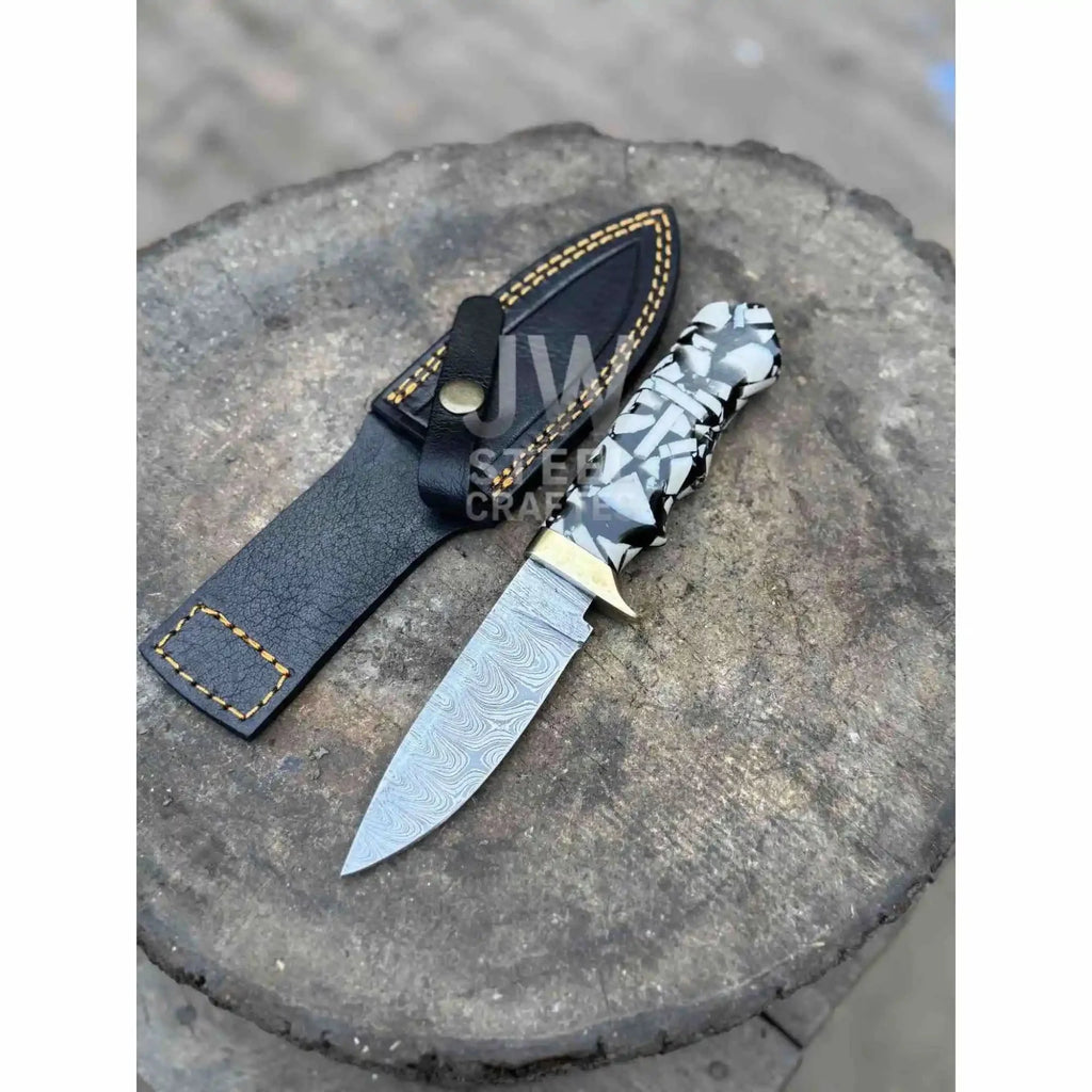 Handmade Damascus Outdoor Utility Knife – Multiple Handle Options