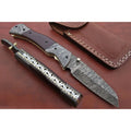 Handmade Damascus Steel Folding Knife – Matte Black Handle with Brass Liner & Thumb Stud | JW SteelCrafts