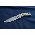 Handmade Damascus Steel Folding Knife with Natural Bone Handle – Custom Pocket Knife