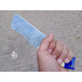 Handmade Damascus Tanto Knife with Bone and Blue Resin Handle, Fixed Blade Outdoor Utility Knife