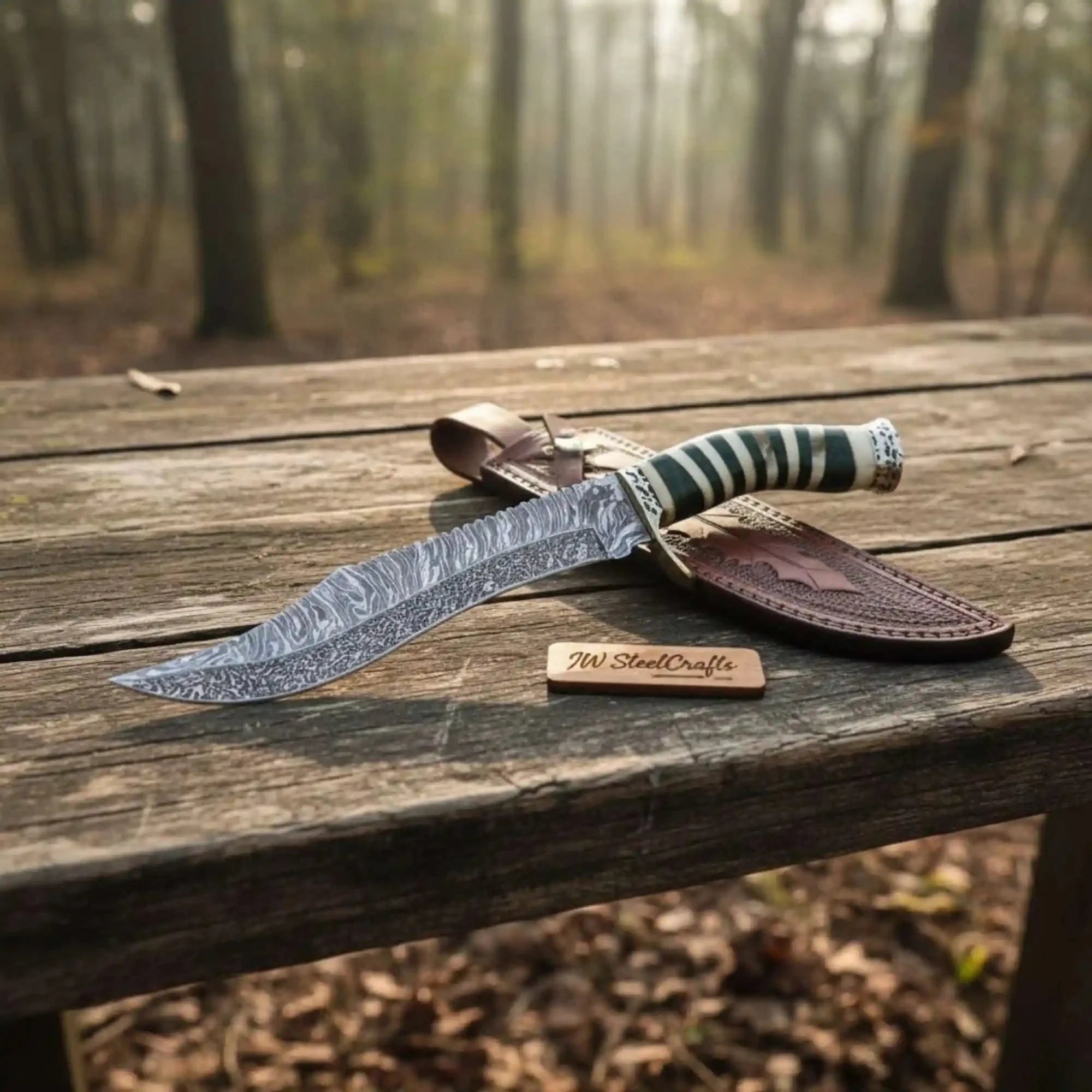 Handmade Persian Clip Point Bowie Knife Damascus Steel Custom Handle