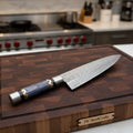 Handmade Raindrop Damascus Chef Knife, Full Tang 12 Inch Kitchen Knife with Grey Wood Handle