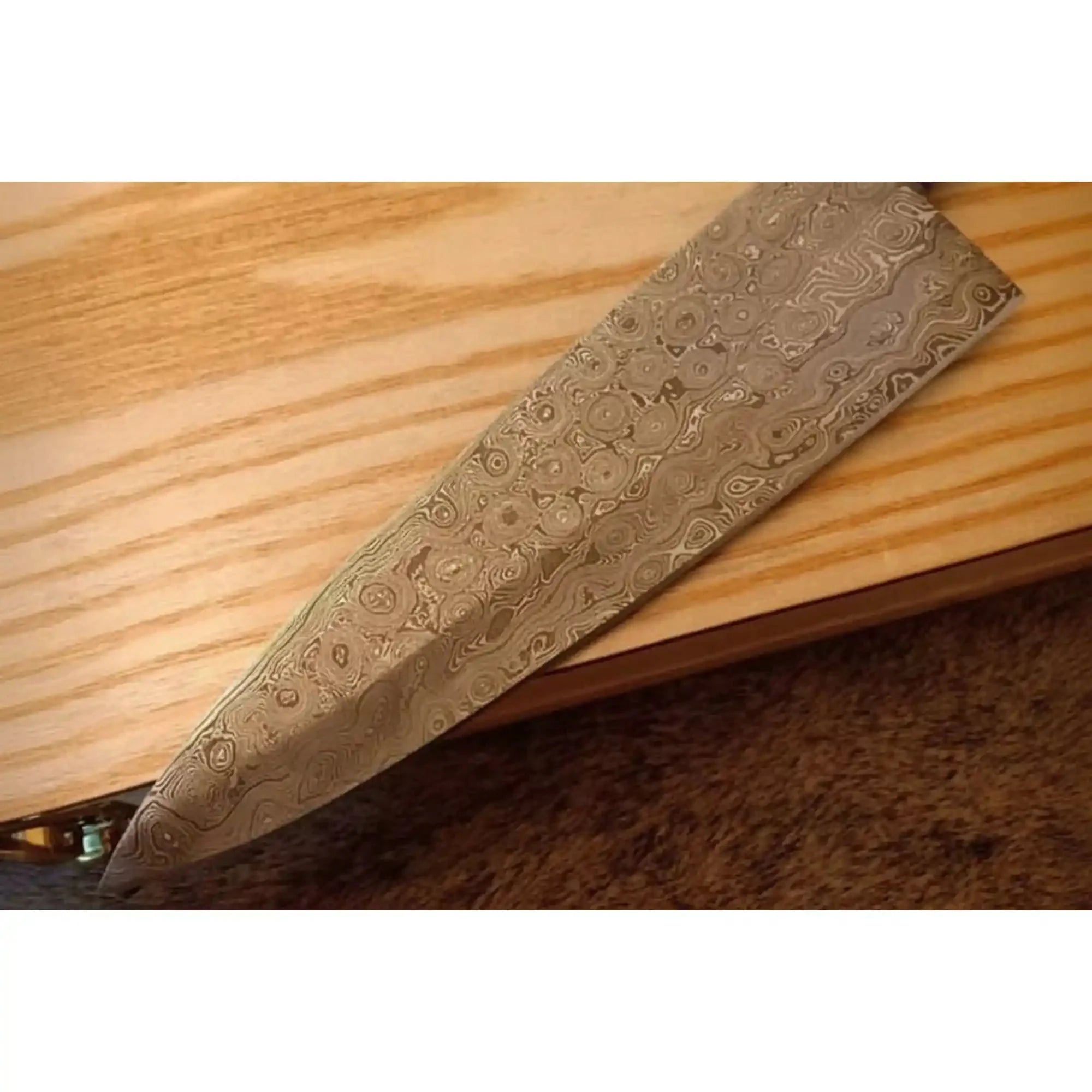 Handmade Raindrop Damascus Chef Knife, Full Tang 12 Inch Kitchen Knife with Grey Wood Handle
