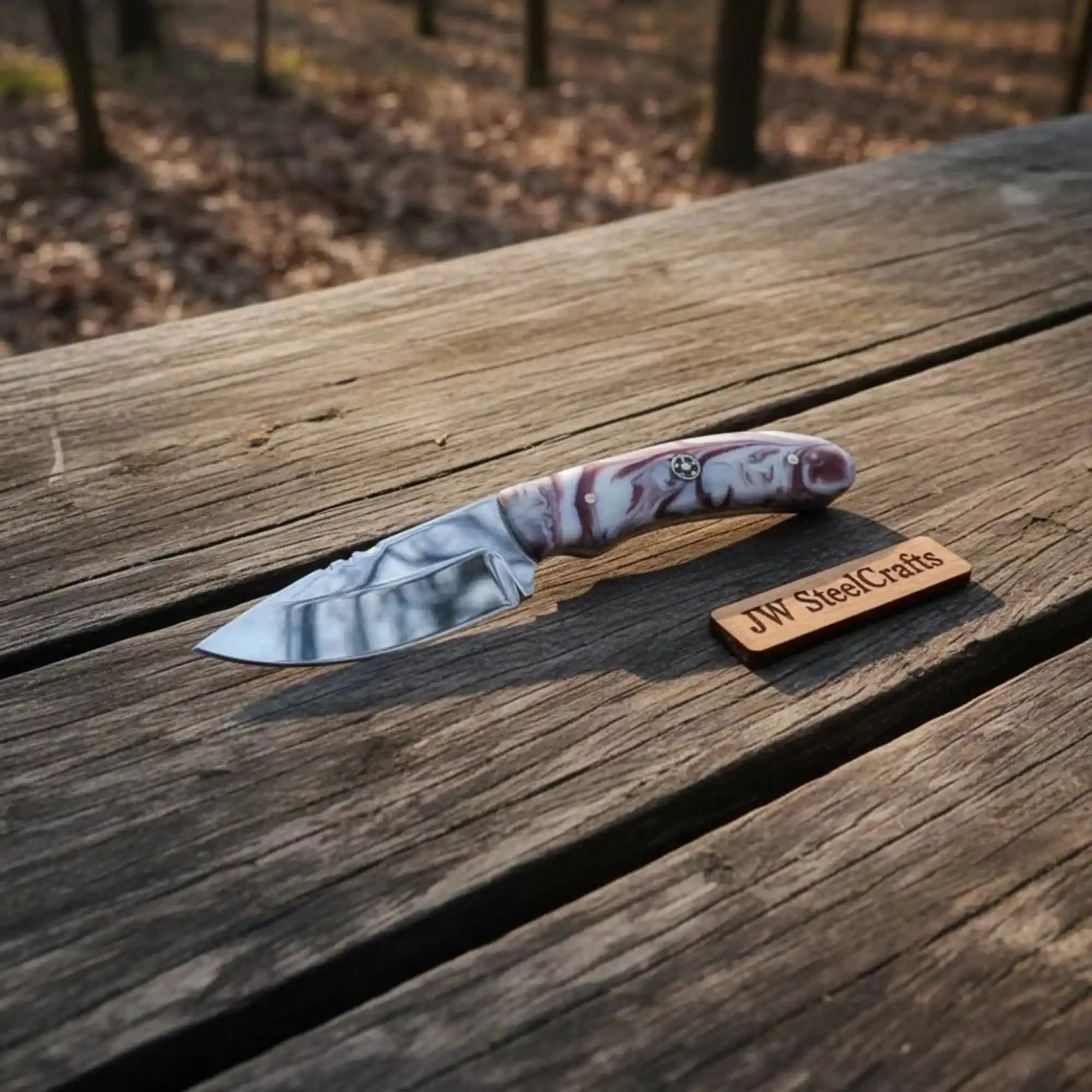 Handmade Skinner Knife Resin Handle 6 Inch Overall Fixed Blade Hunting Knife