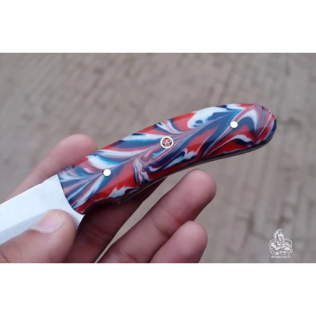Handmade Skinner Knife Resin Handle Fixed Blade Hunting Knife JW SteelCrafts