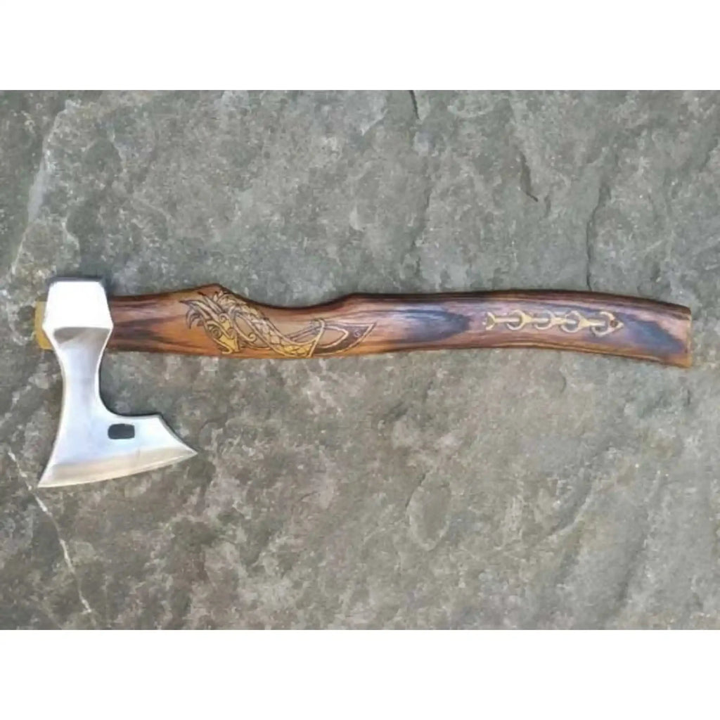 Handmade Viking Bearded Axe – Stainless Steel Head with Engraved Hardwood Handle | JW SteelCrafts
