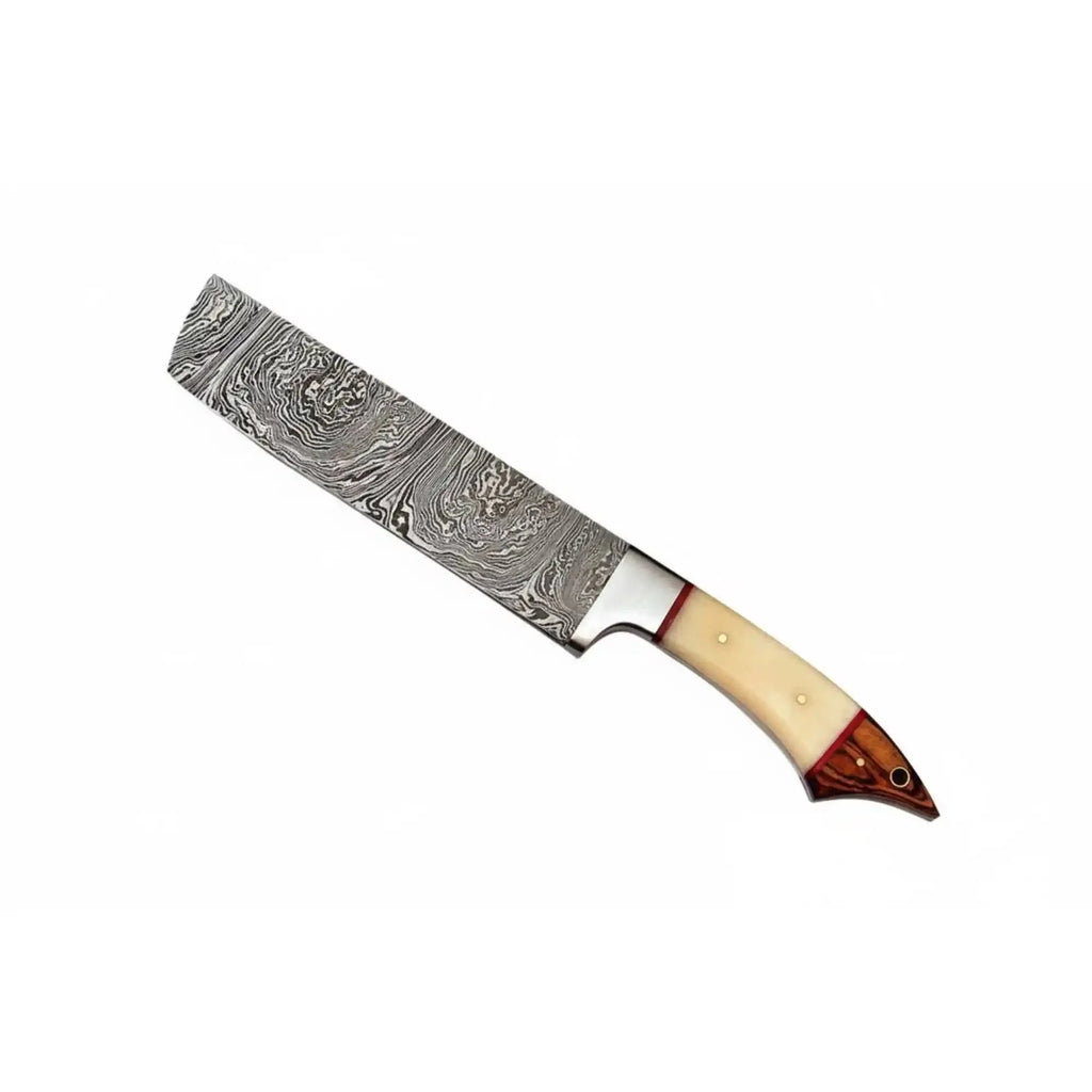 Handmade Damascus Steel Kitchen Knife Set with Bone and Wood Handles