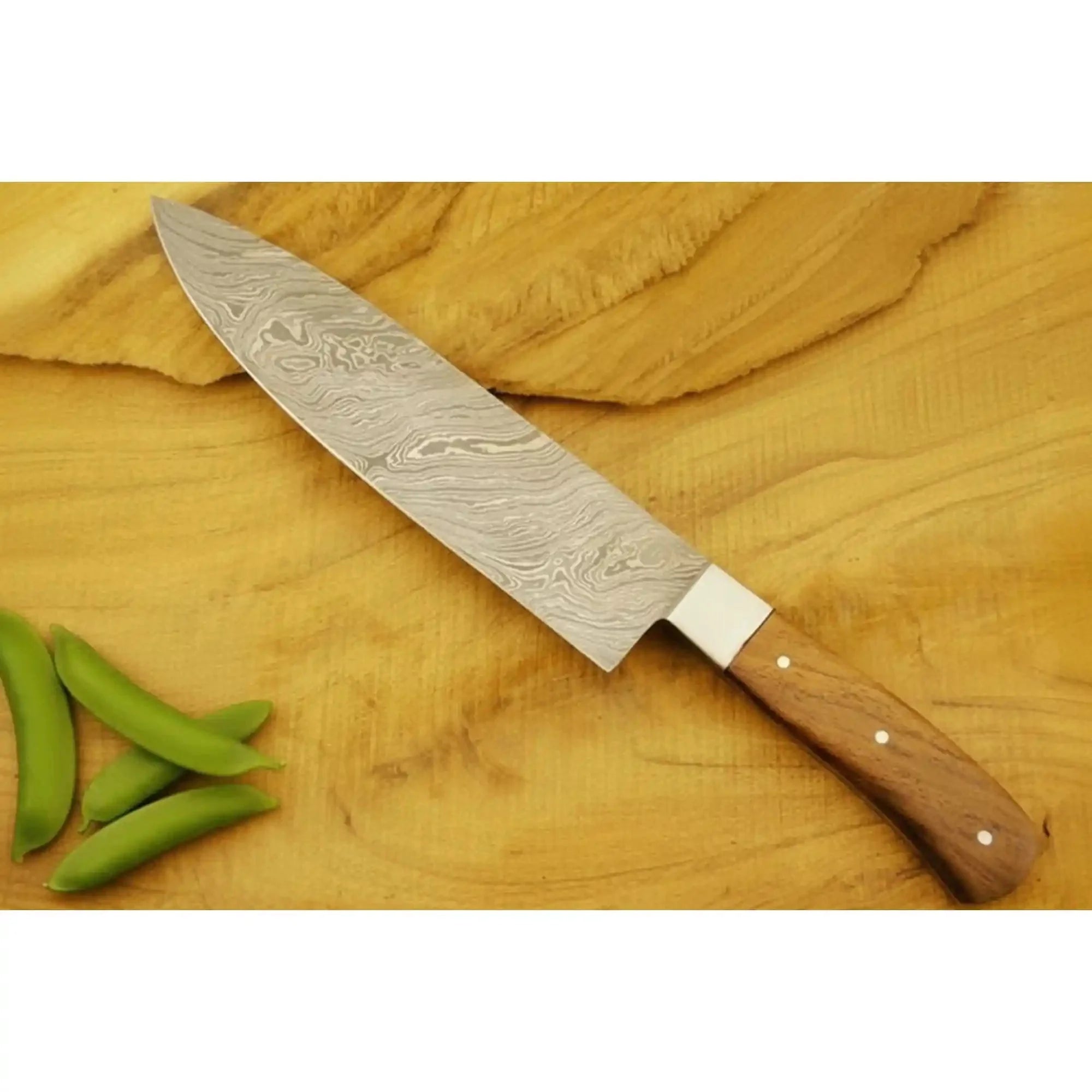 Custom Damascus Steel Kitchen Knife Set, 5-Piece Collection with Rosewood Handles