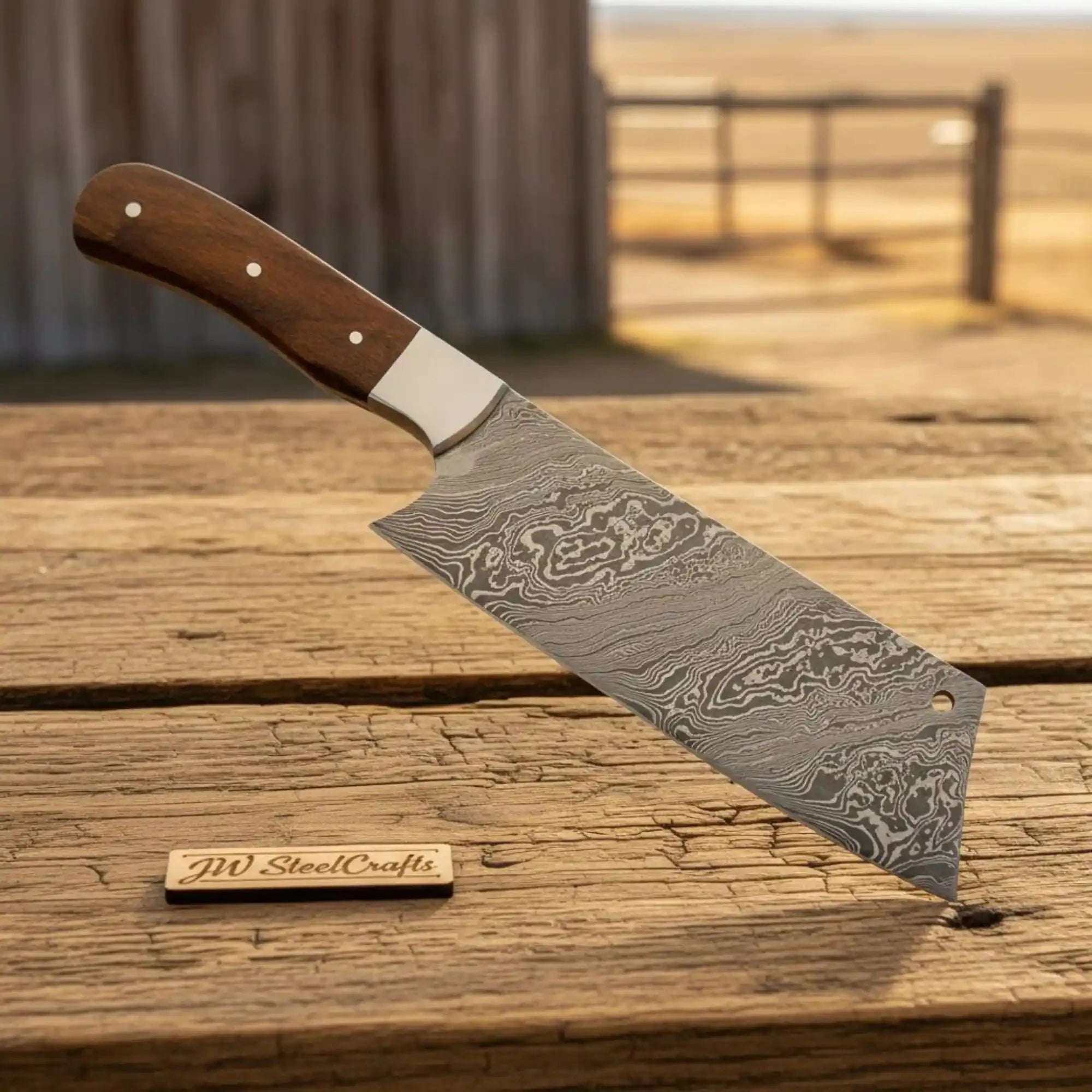 Custom Damascus Steel Kitchen Knife Set, 5-Piece Collection with Rosewood Handles
