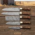 JW SteelCrafts Damascus Cleaver, Nakiri & Chef Knife Set – Pakka Wood, Brass Bolster