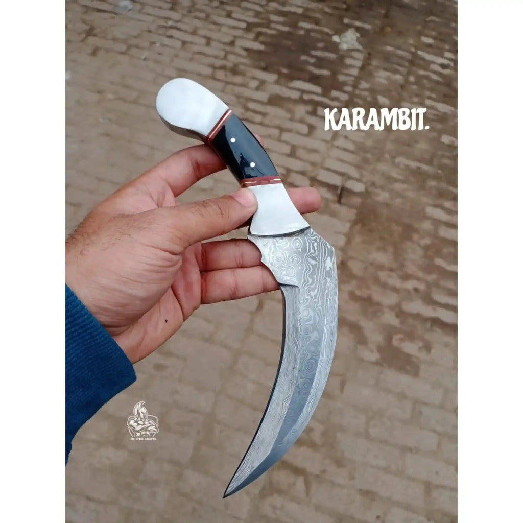 Karambit Knife with Black horn and Stainless steel handle.