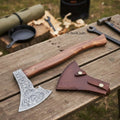 Medieval Norse Bearded Axe with Curved Hardwood Handle