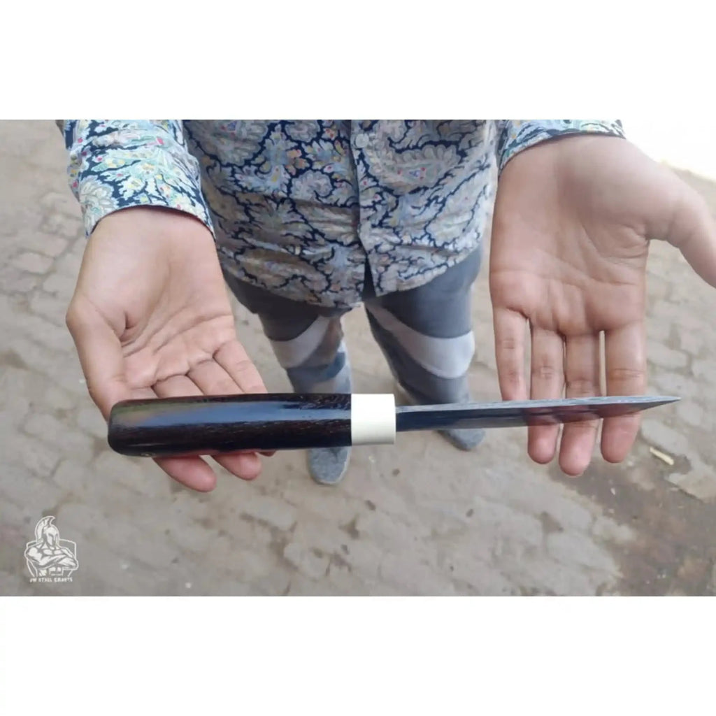Pattern Welded knife with Black/White Resin handle