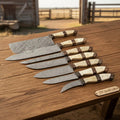 7-Piece Damascus Knife Set with Cleaver, Gyuto, Santoku, Bunka, Utility, Paring