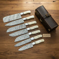 Japanese Damascus Chef Knife Roll Set - Artisan Field Kitchen Collection