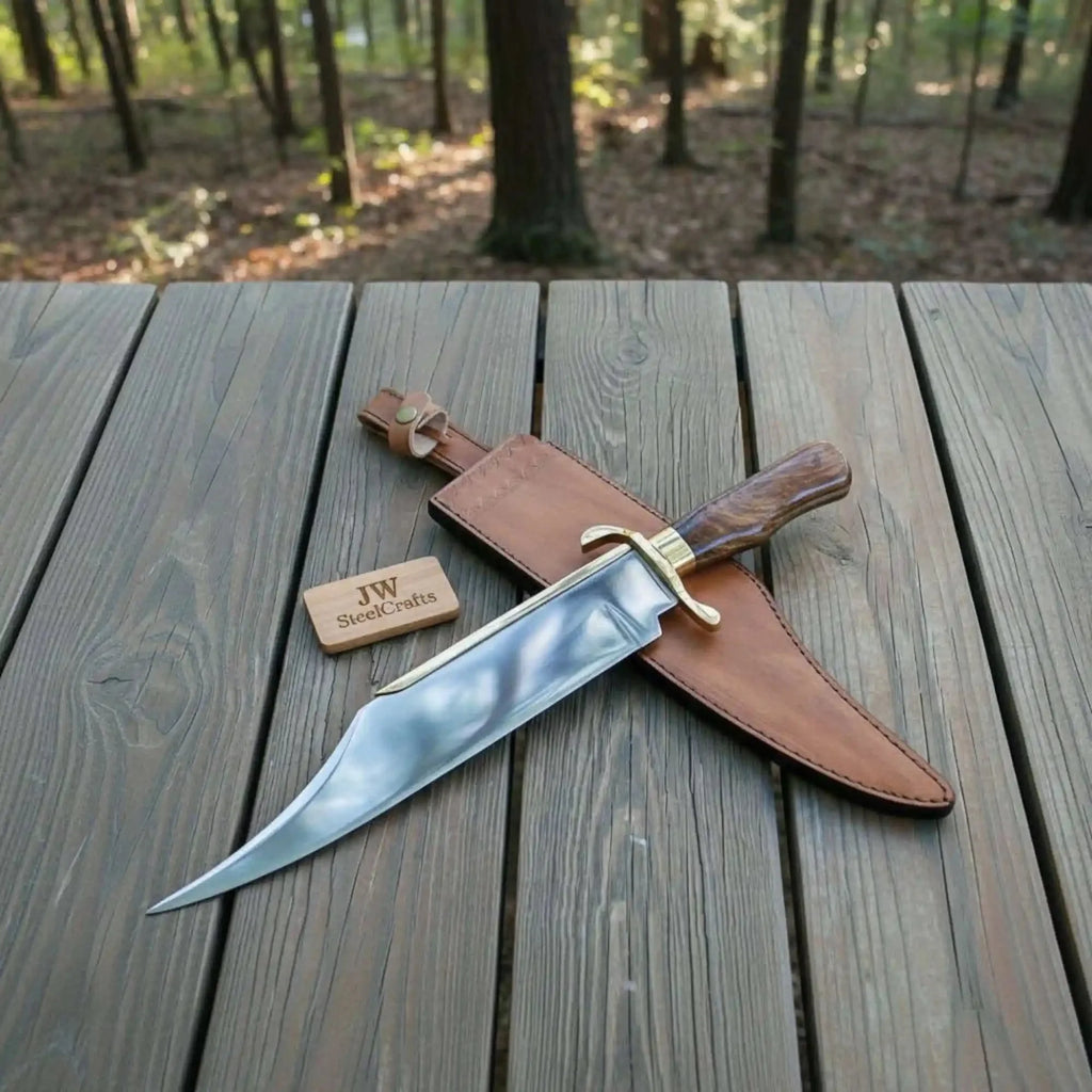 Sheffield Bowie Knife Clip Point Brass Guard Mirror Polish or Damascus Blade