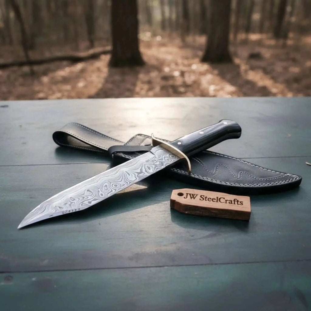Sheffield Clip Point Bowie Knife Handmade Brass Guard Mirror Polish Blade JW SteelCrafts