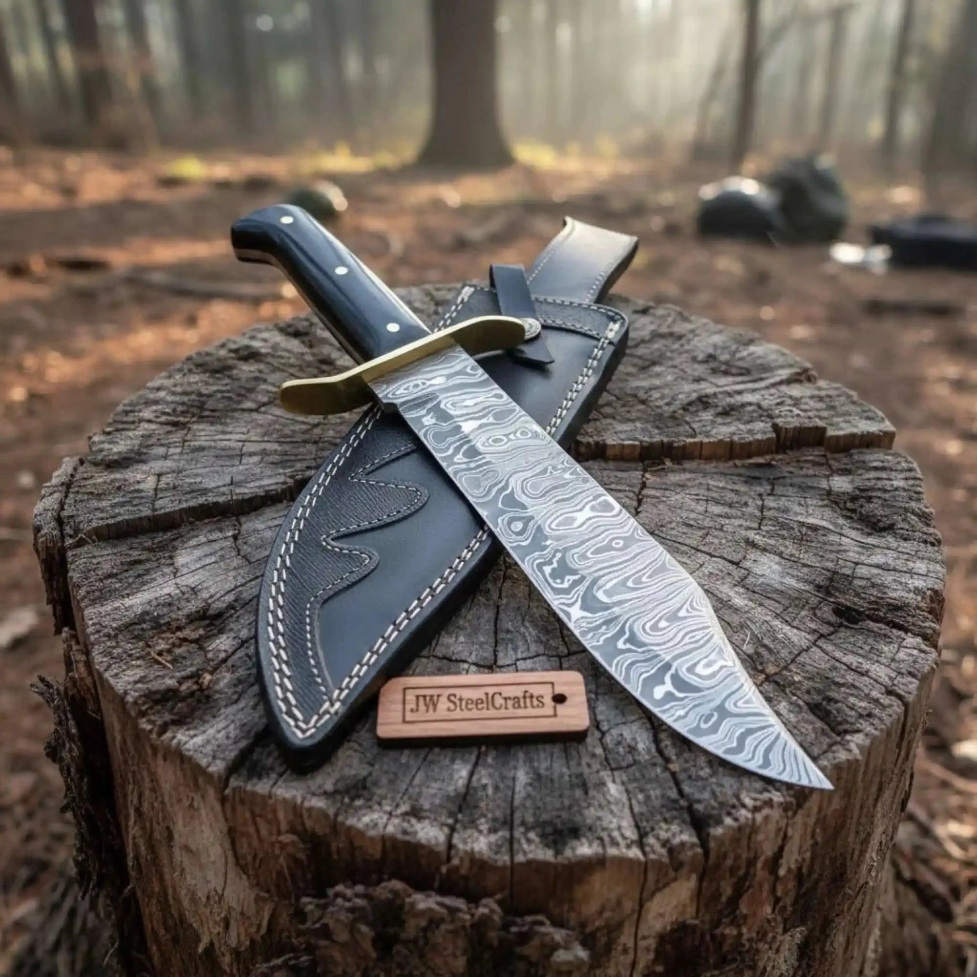 Sheffield Clip Point Bowie Knife Handmade Brass Guard Mirror Polish Blade JW SteelCrafts