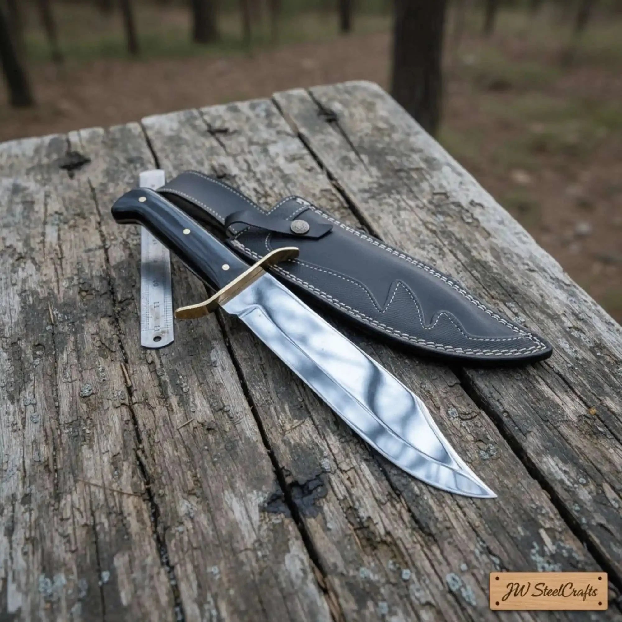 Sheffield Clip Point Bowie Knife Handmade Brass Guard Mirror Polish Blade JW SteelCrafts