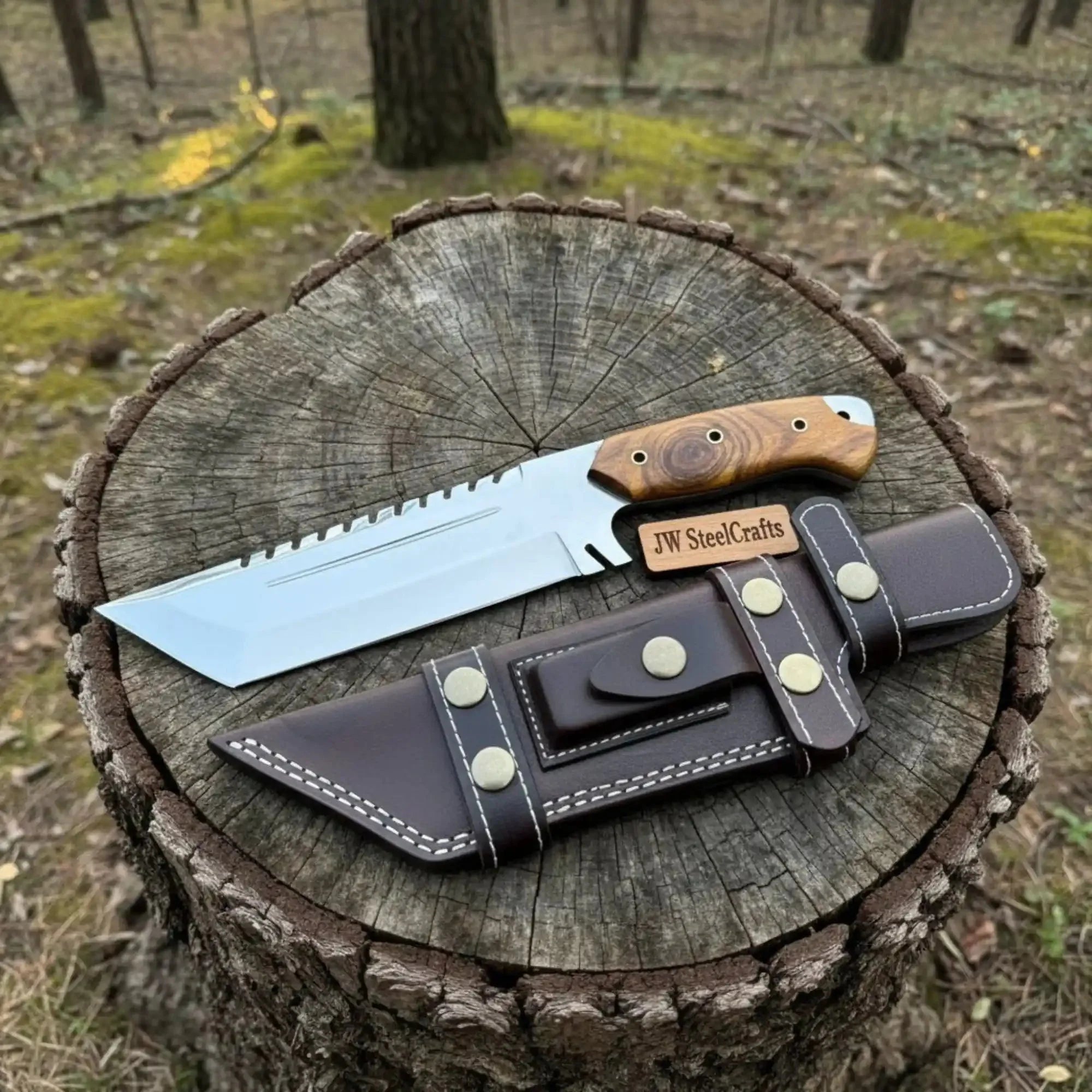 Stainless Steel Tracker Knife with Rosewood Handle | Full Tang Outdoor Knife